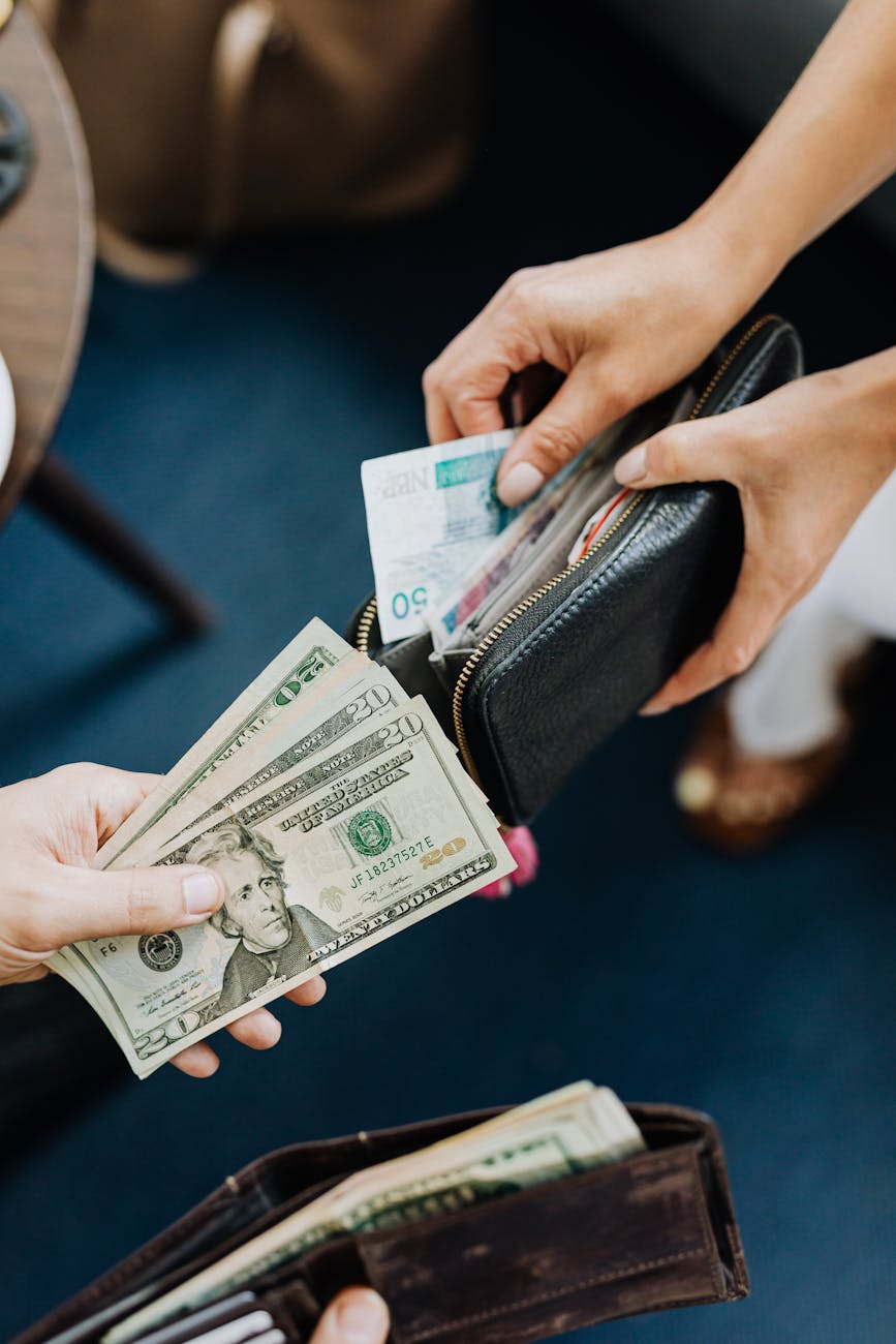 people exchanging money